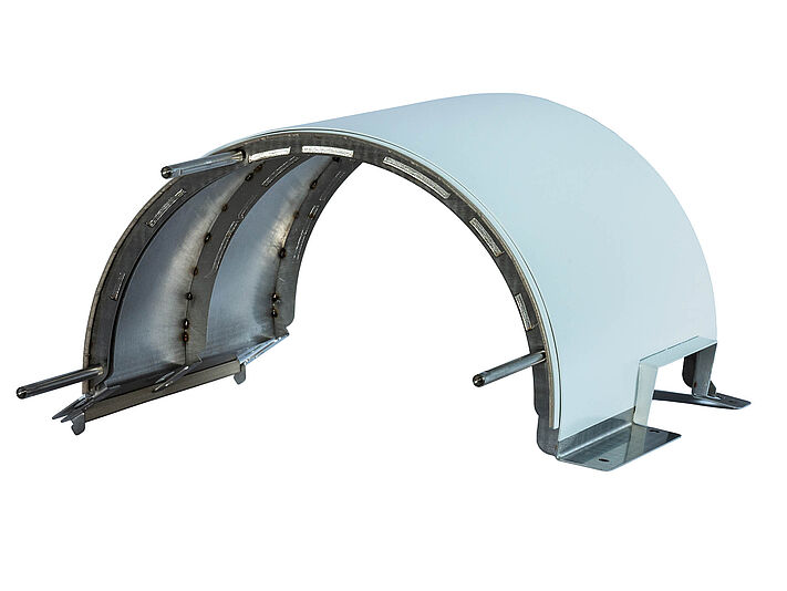 Unterbaugruppen Schwenkarm, Edelstahl, CNC-gerundet, lasergeschweißt, lackiert, vormontiert